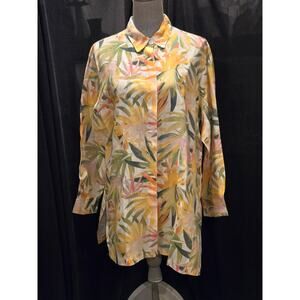 Charlotte Kellogg Anne Top, 100% Tropical Paradise Print Tunic, Size XXL